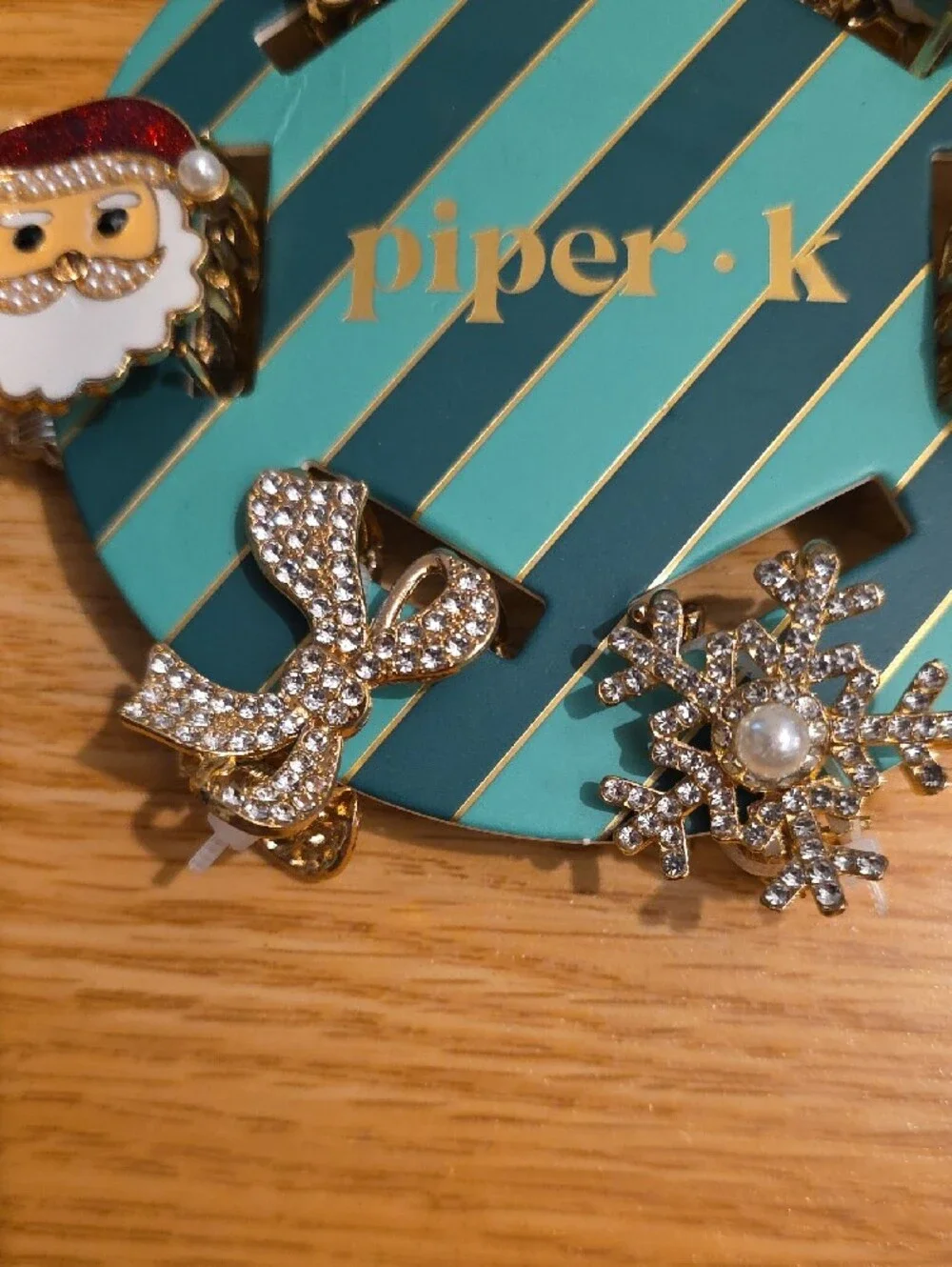 piper•k Holiday Hair Clip Set for Kids - Red, White, Gold